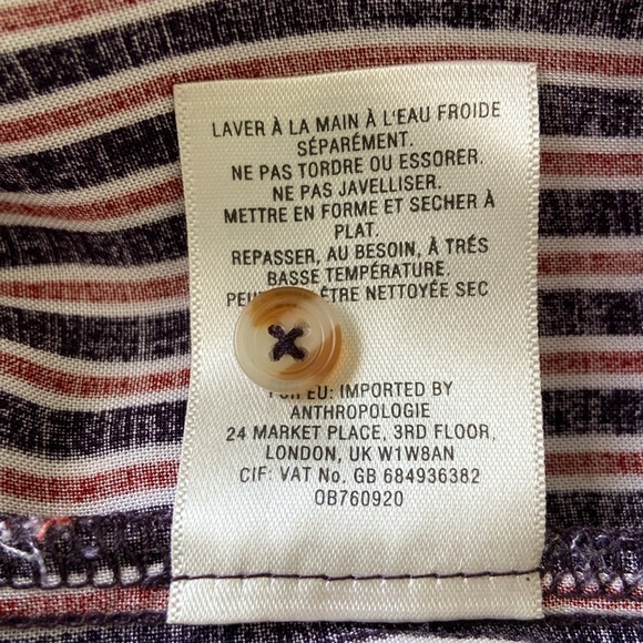 Anthropologie Maeve Striped Tunic Length Button Down EUC Size Small - Picture 7 of 8